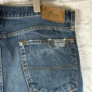 Polo Ralph Lauren Sullivan Slim Denim 40x33 Distressed 100% Cotton RL Patchwork
